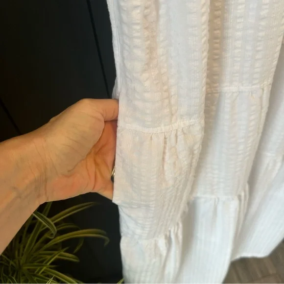 Old Navy Womens Cottagecore Tiered Seersucker All Day Midi‎ Dress Size S White - Picture 9 of 15